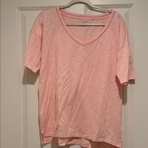 Talbots Salmon Pink V-Neck Textured Tee